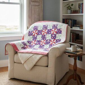 Handmade 41'' inch Baby Quilt - Pink and Black Quilt